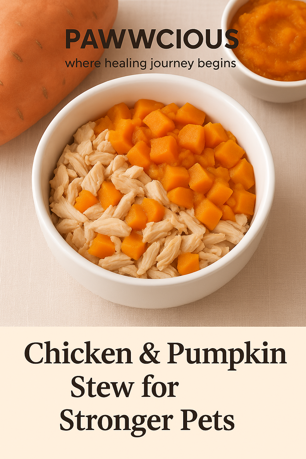 Pawwcious Chicken & Pumpkin Stew – a gentle, digestion-friendly comfort bowl for dogs and cats 🐶🐱