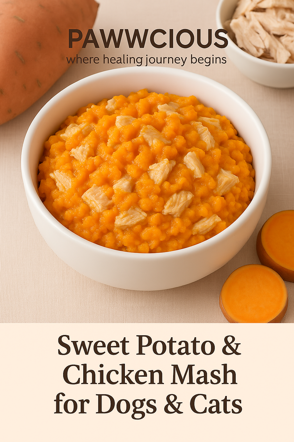 Pawwcious Sweet Potato & Chicken Mash – a wholesome comfort meal
