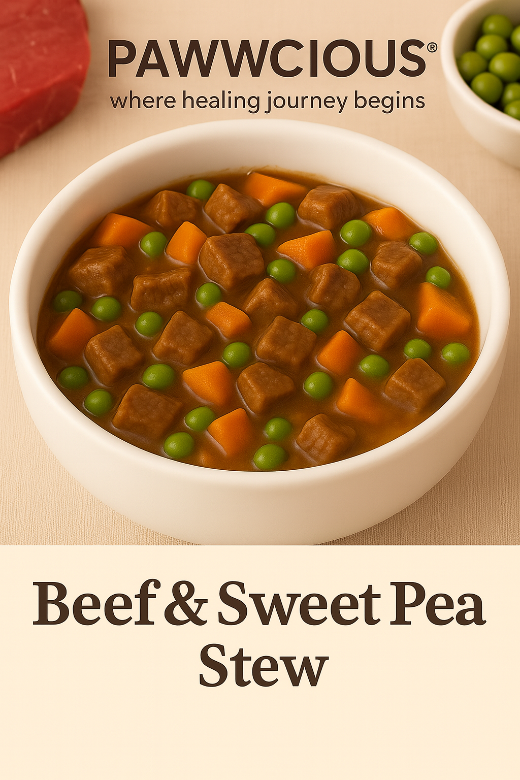 Pawwcious Beef & Sweet Pea Stew – hearty goodness in a bowl