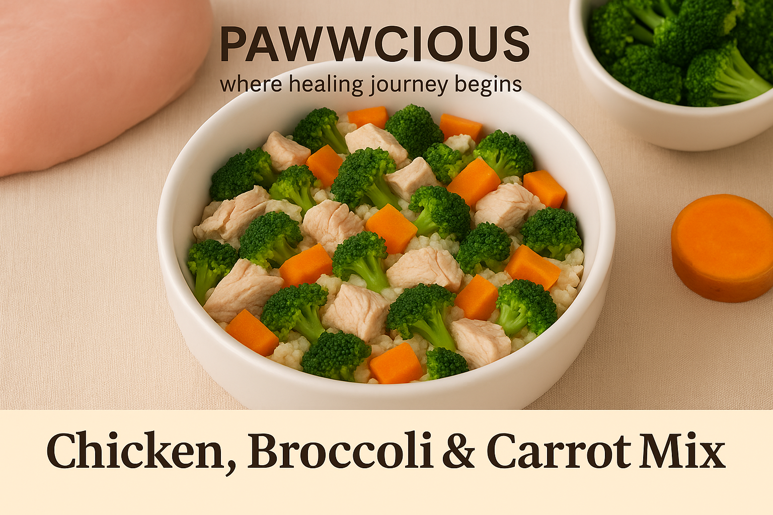 Pawwcious Chicken, Broccoli & Carrot Mix – color, crunch & care 🐾