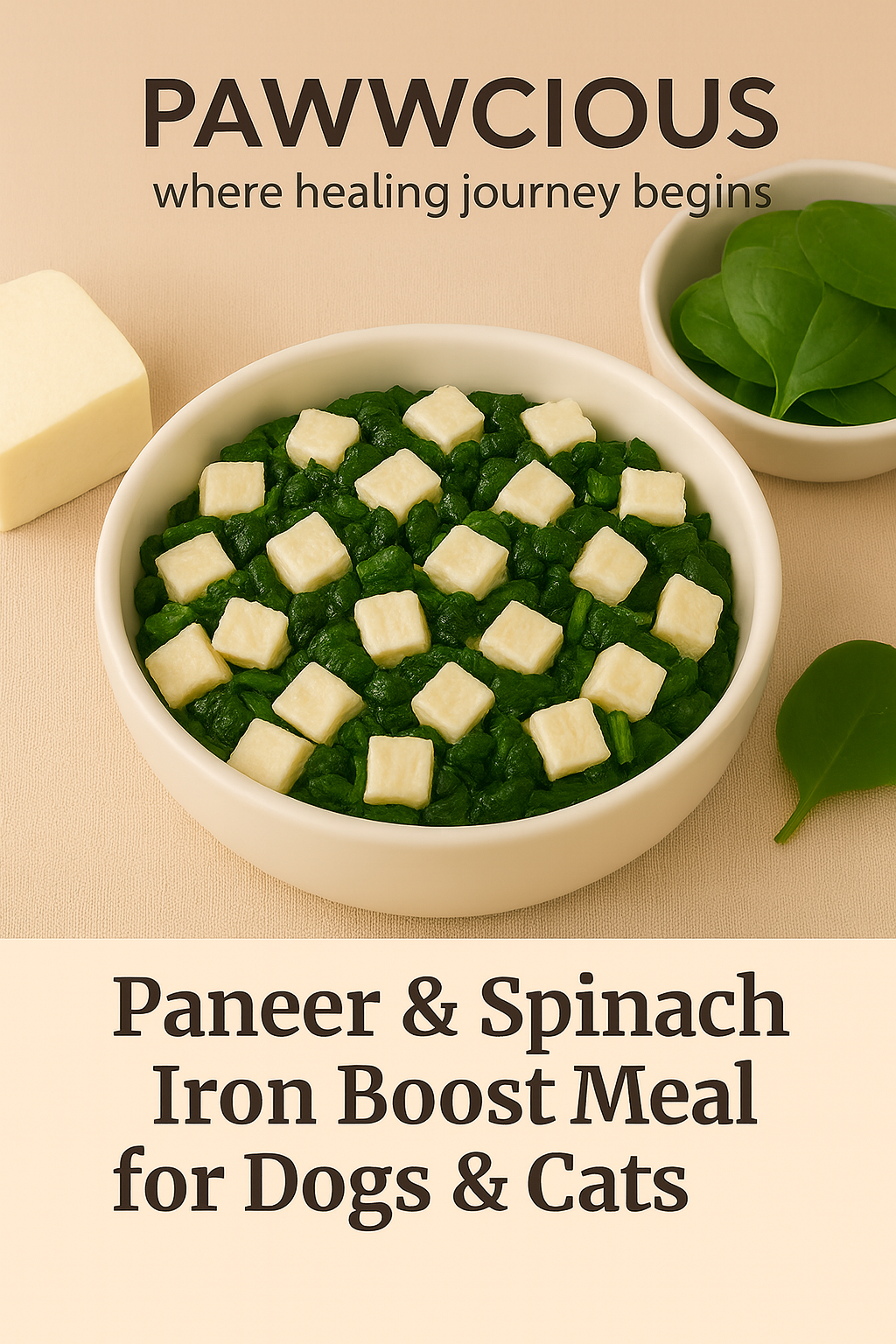 Pawwcious Paneer & Spinach Iron Boost Meal – veggie power