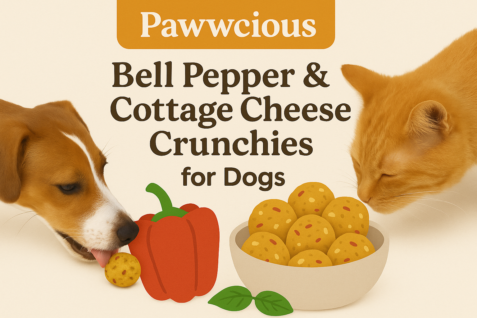 Homemade protein-rich treats with cottage cheese and bell peppers, baked into crunchy bites for dogs.