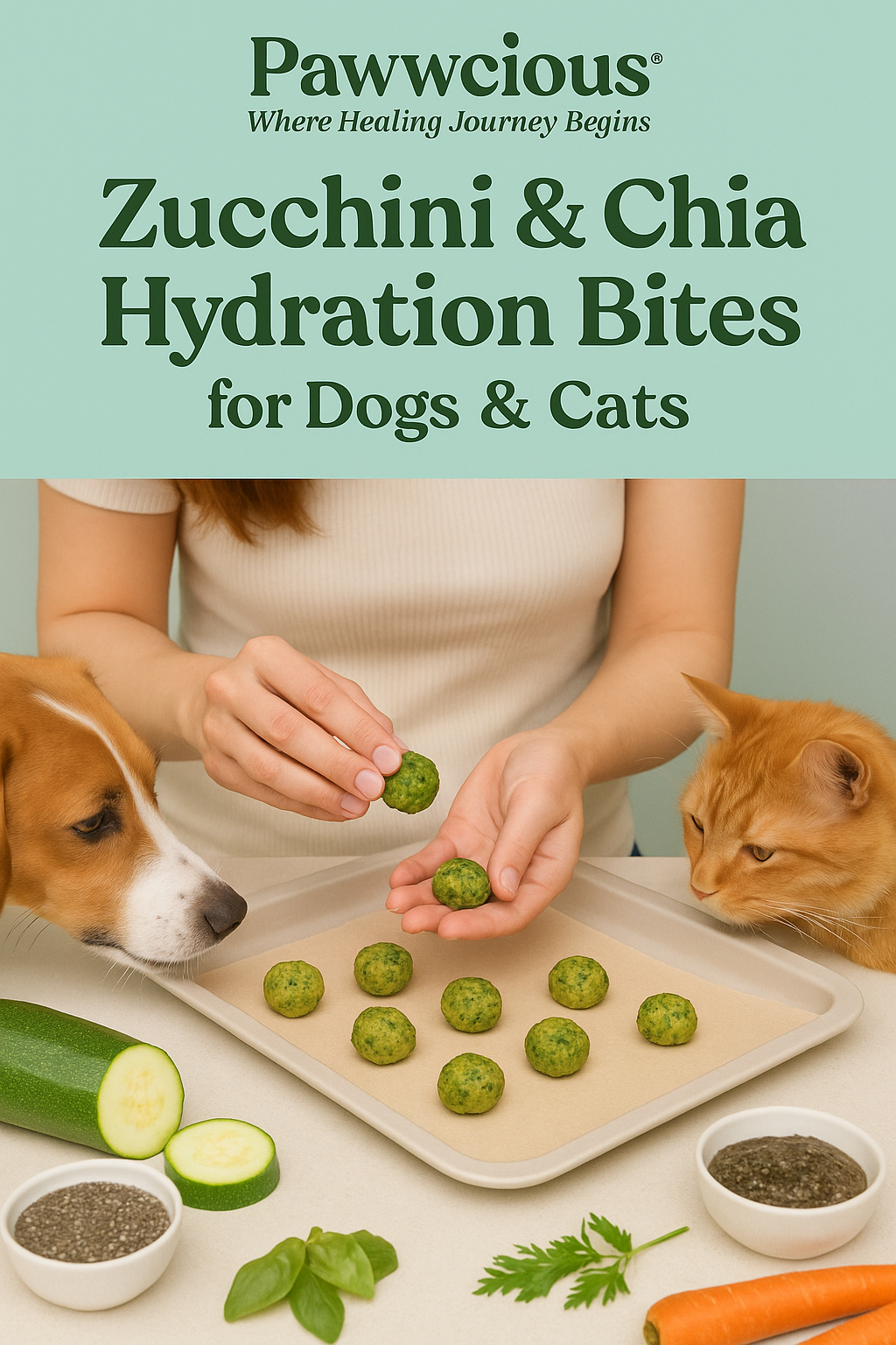 Cooling, hydrating treats made with zucchini and chia — gentle on digestion and great for glowing coats.