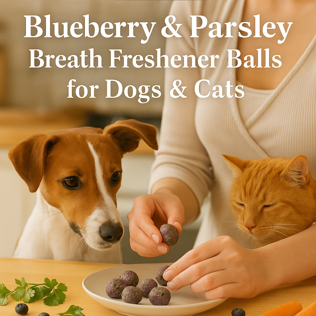 Antioxidant-packed, minty-fresh bites made with blueberries and parsley — the healthy way to freshen your pet’s breath.