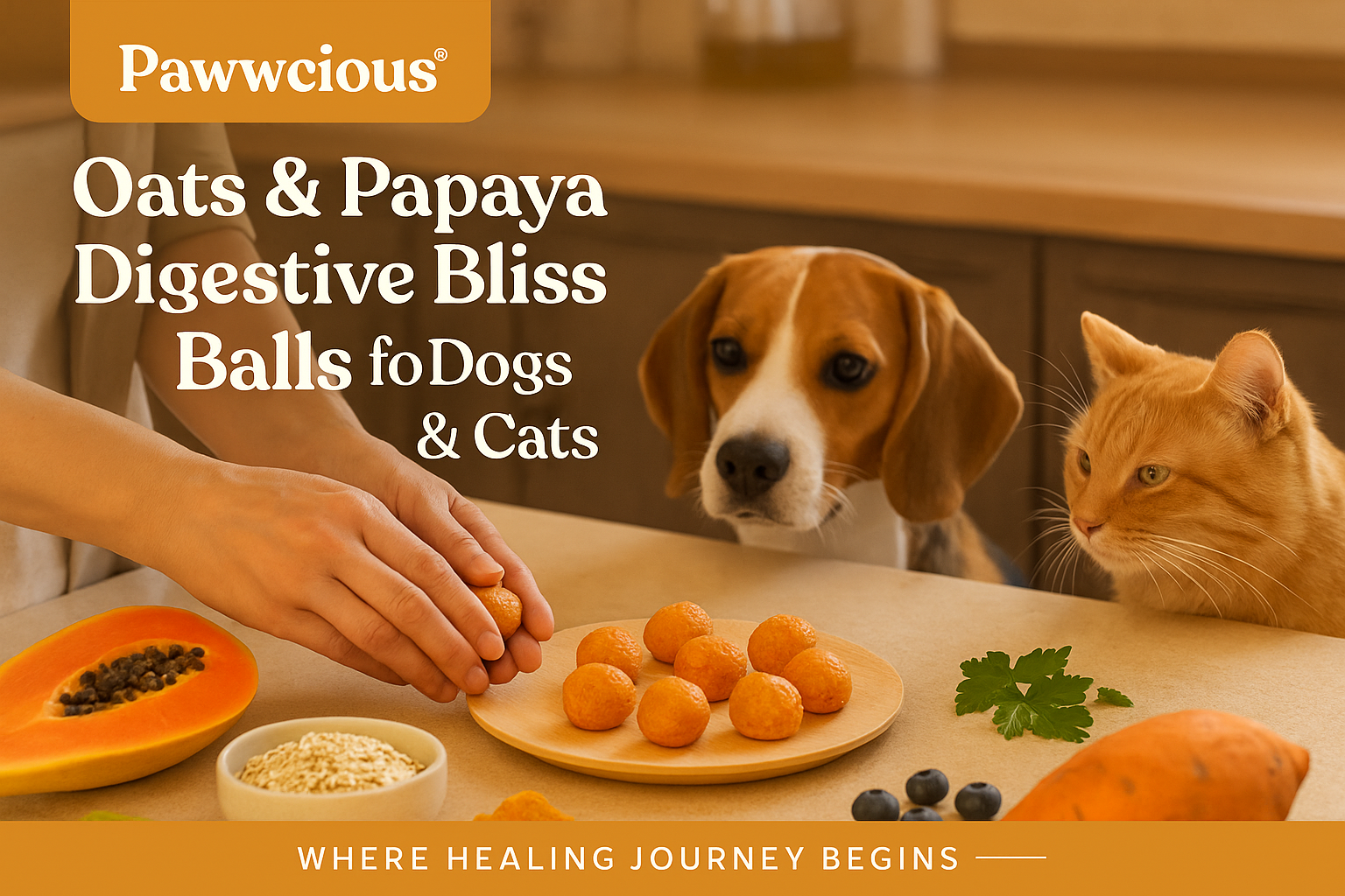 Bright, tropical bites made with papaya and oats — to soothe digestion and boost skin wellness naturally.