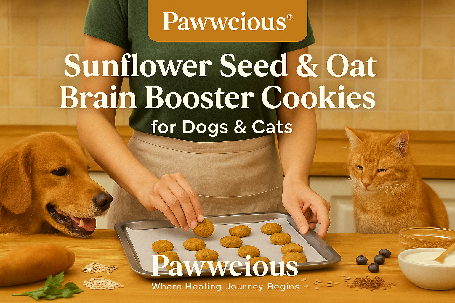 Wholesome, brain-boosting cookies made with sunflower seeds and oats — perfect for mental sharpness and healthy coats.