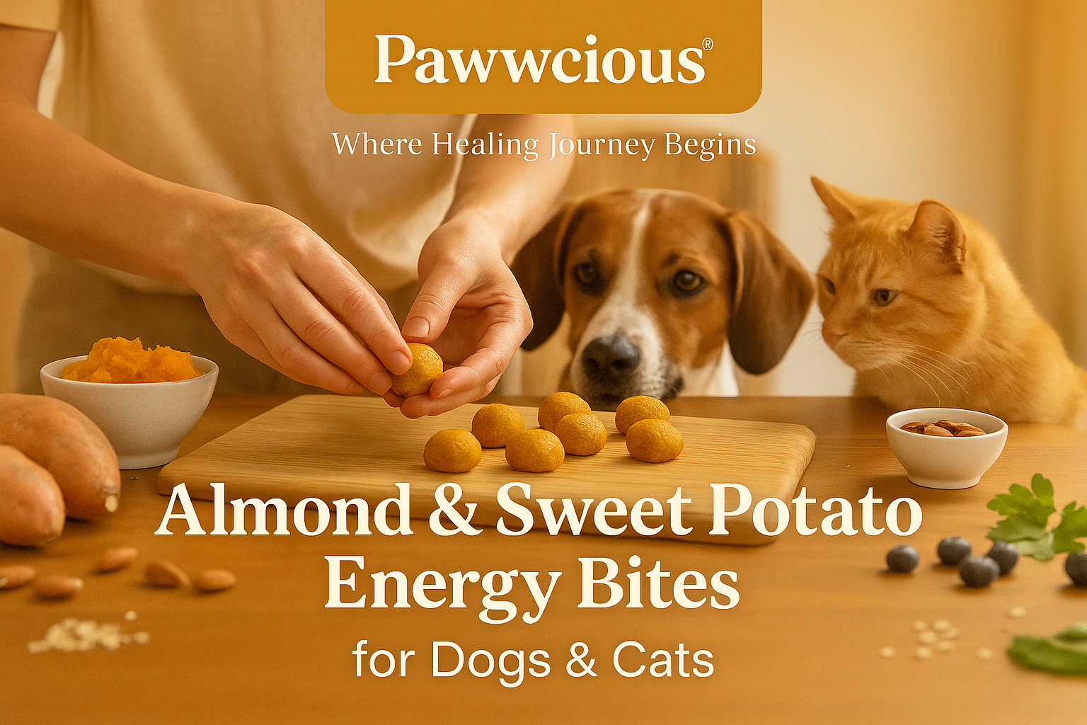 Chewy golden treats made with almond butter and sweet potato — crafted for natural energy and vitality.