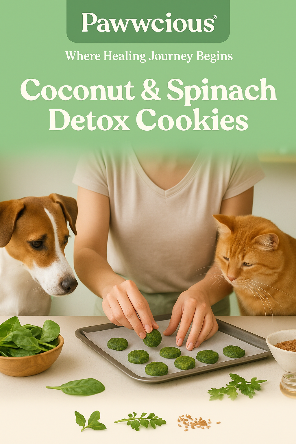 Natural detox cookies made with coconut and spinach — for gut, liver, and skin wellness.