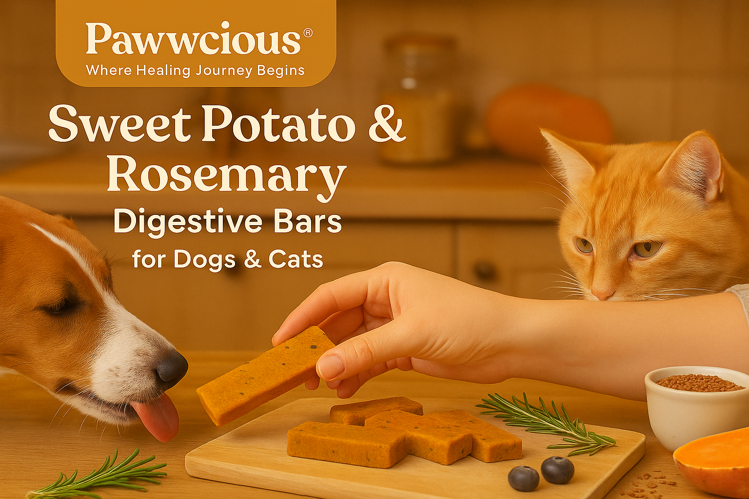 Golden bars made with sweet potato and rosemary — calming, cleansing, and nourishing.
