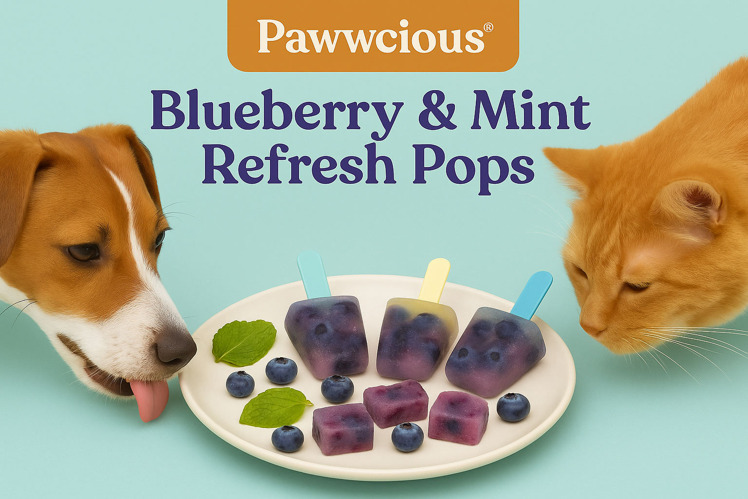 Hydrating summer treats made with blueberries, mint, and coconut water — cool, fruity, and refreshing for pets.