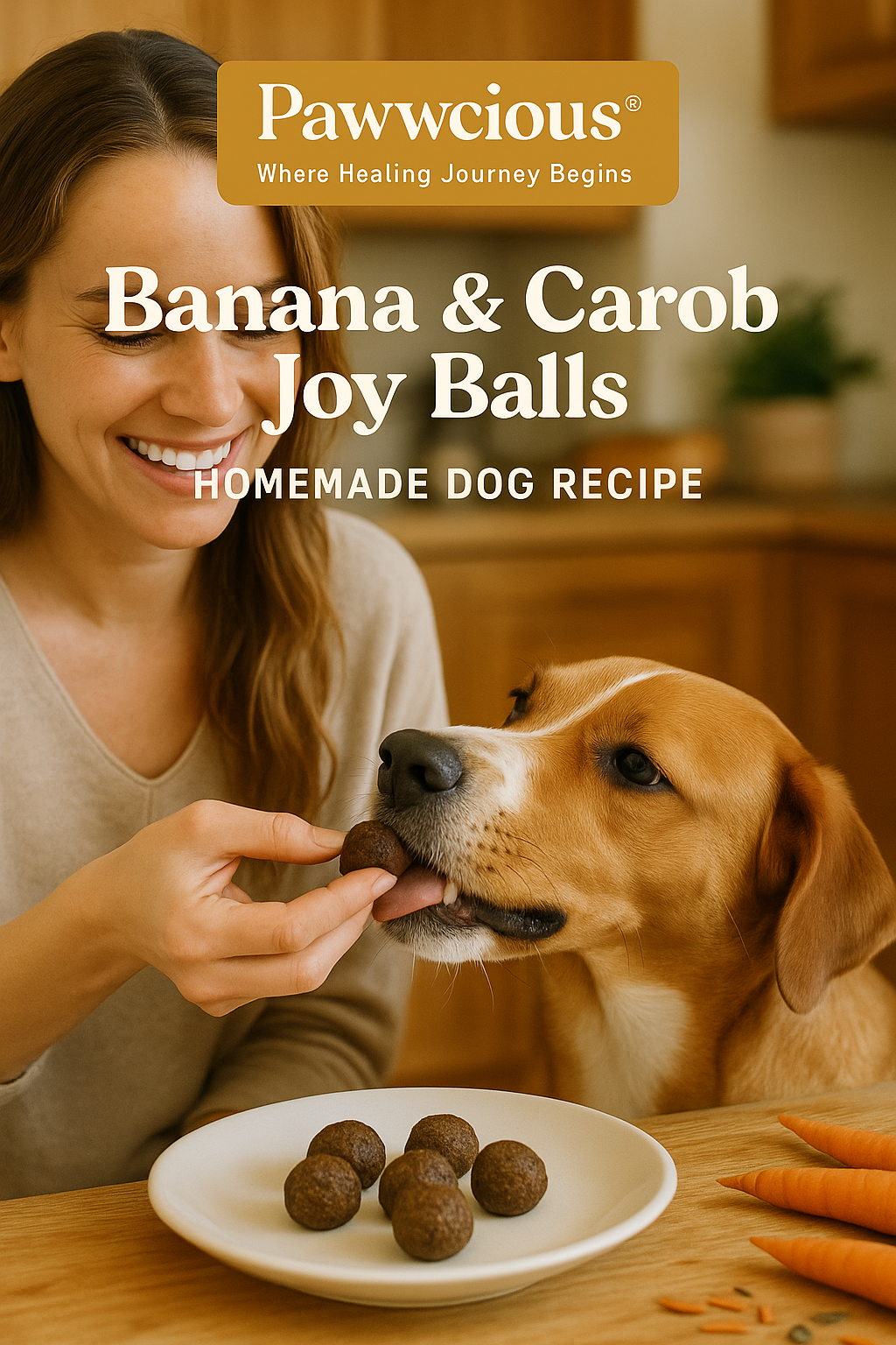 Natural, chocolate-scented carob treats made with banana and oats — safe, protein-rich, and perfect for rewards.