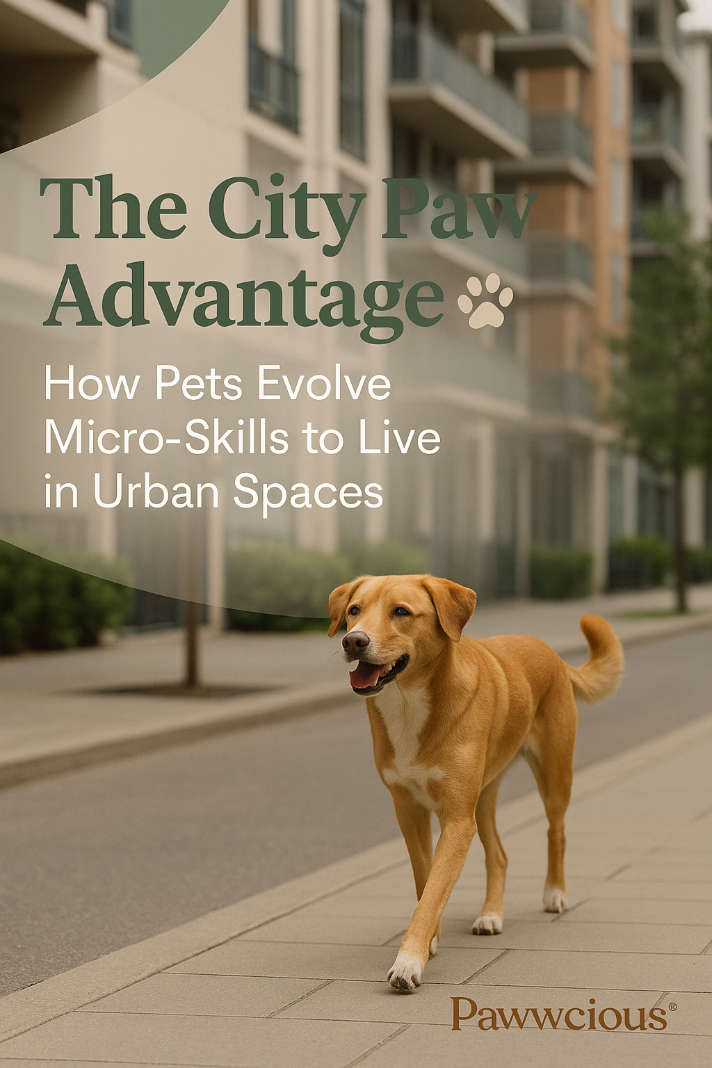 Dog confidently walking in an urban environment, showing the micro-skills city pets evolve to navigate modern spaces – Pawwcious®