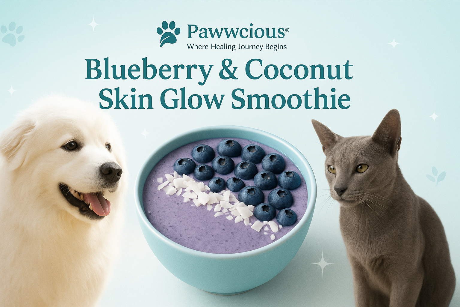 Glow from within — Blueberry & Coconut Skin Glow Smoothie by Pawwcious®.