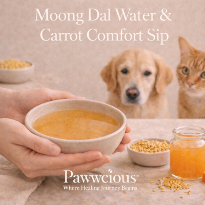 A gentle moong dal and carrot drink crafted by Pawwcious® to support recovery and digestion in dogs and cats.