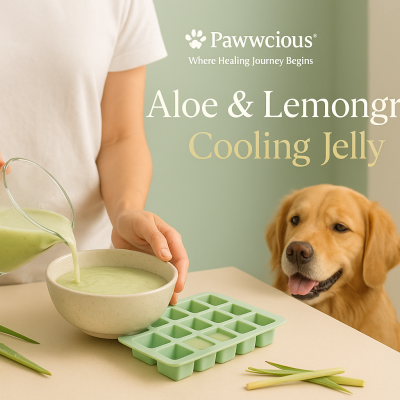 A cooling summer jelly crafted from aloe, coconut water, and lemongrass — the Pawwcious® way to hydrate and soothe naturally.