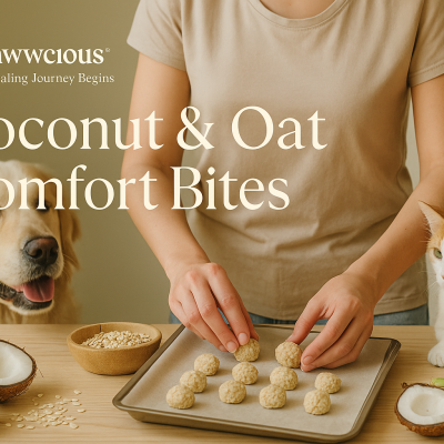 Soft, soothing oat and coconut bites that comfort the tummy and calm the soul — handcrafted with love by Pawwcious®.