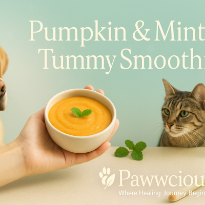 A refreshing pumpkin and mint smoothie that cools the tummy and lifts the spirit — a Pawwcious® favorite for warm days.