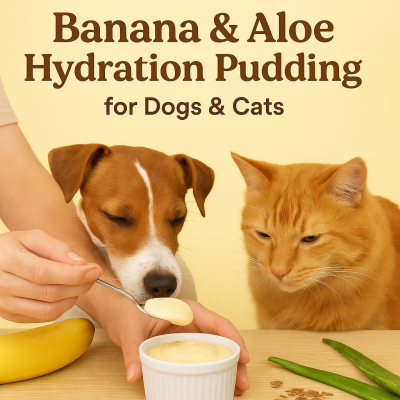 A tropical pudding with banana and aloe — nourishing, cooling, and hydrating for pets.